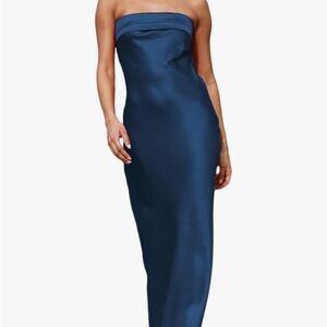 Elegant Blue Strapless Dress
